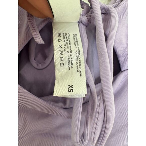Bond-eye New Wave Tied Together One Piece Size XS Lavender Cut Out Swimsuit - Picture 6 of 14